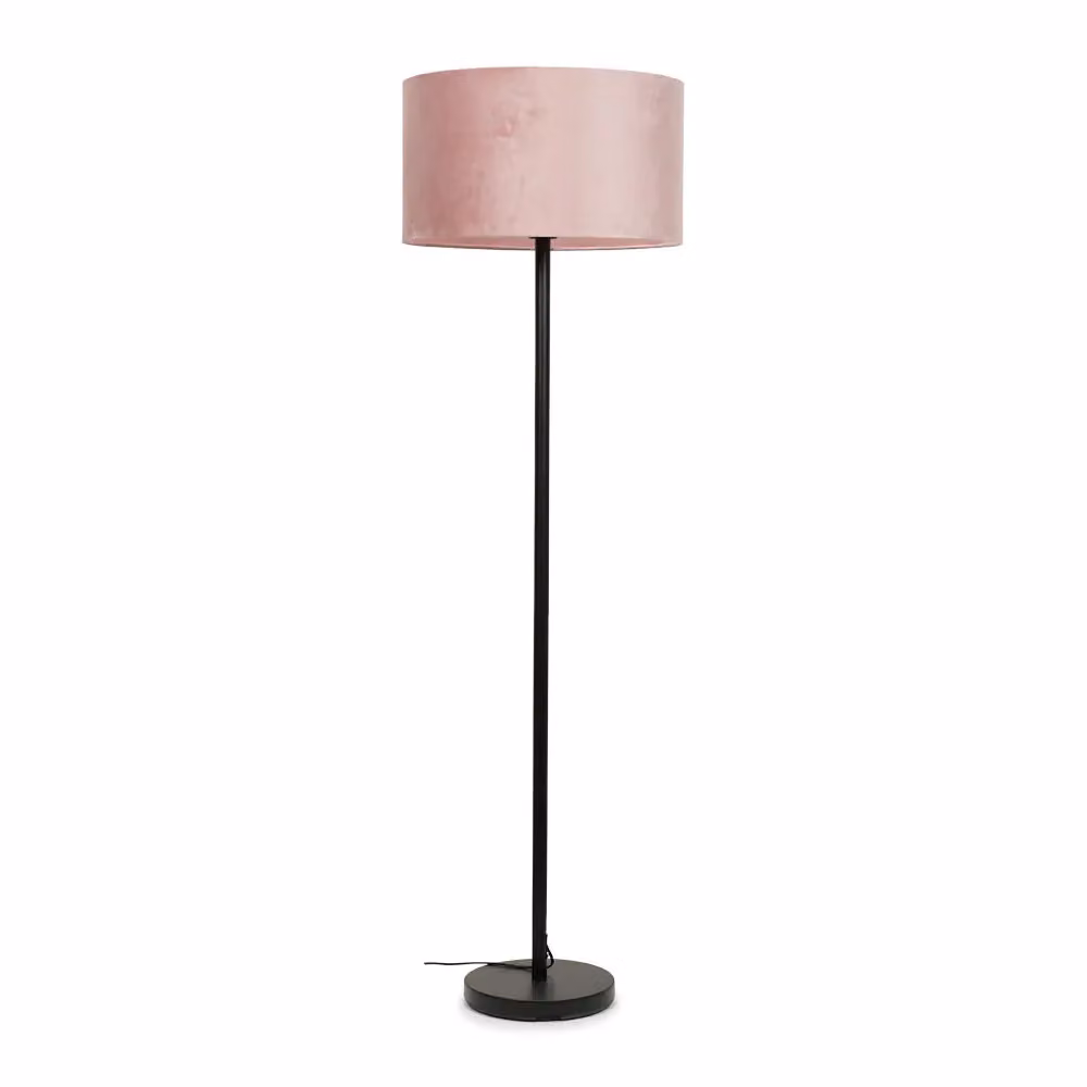 ValueLights Charlie Black Stem Floor Lamp with Dusty Pink Velvet Shade – 2