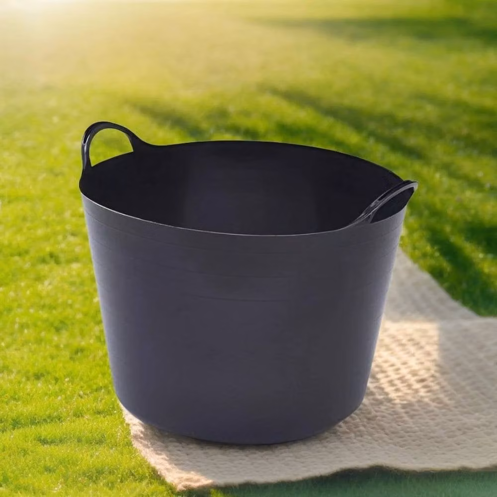 EONLION 39 Litre Heavy Duty Black Flexi Tub with Handles Plastic Storage Bucket – 3