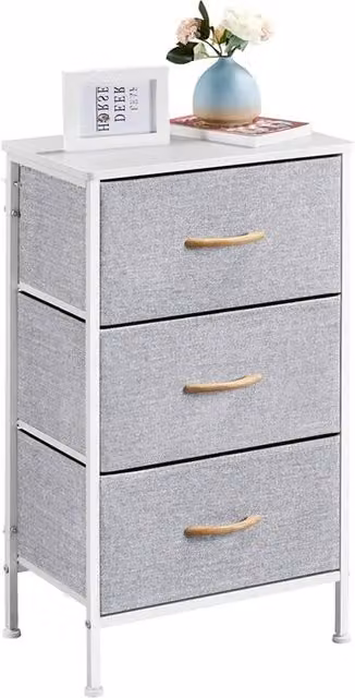 SPETLEK 3-Drawer Chest of Drawers Storage Cabinet with Metal Frame in Grey – 1