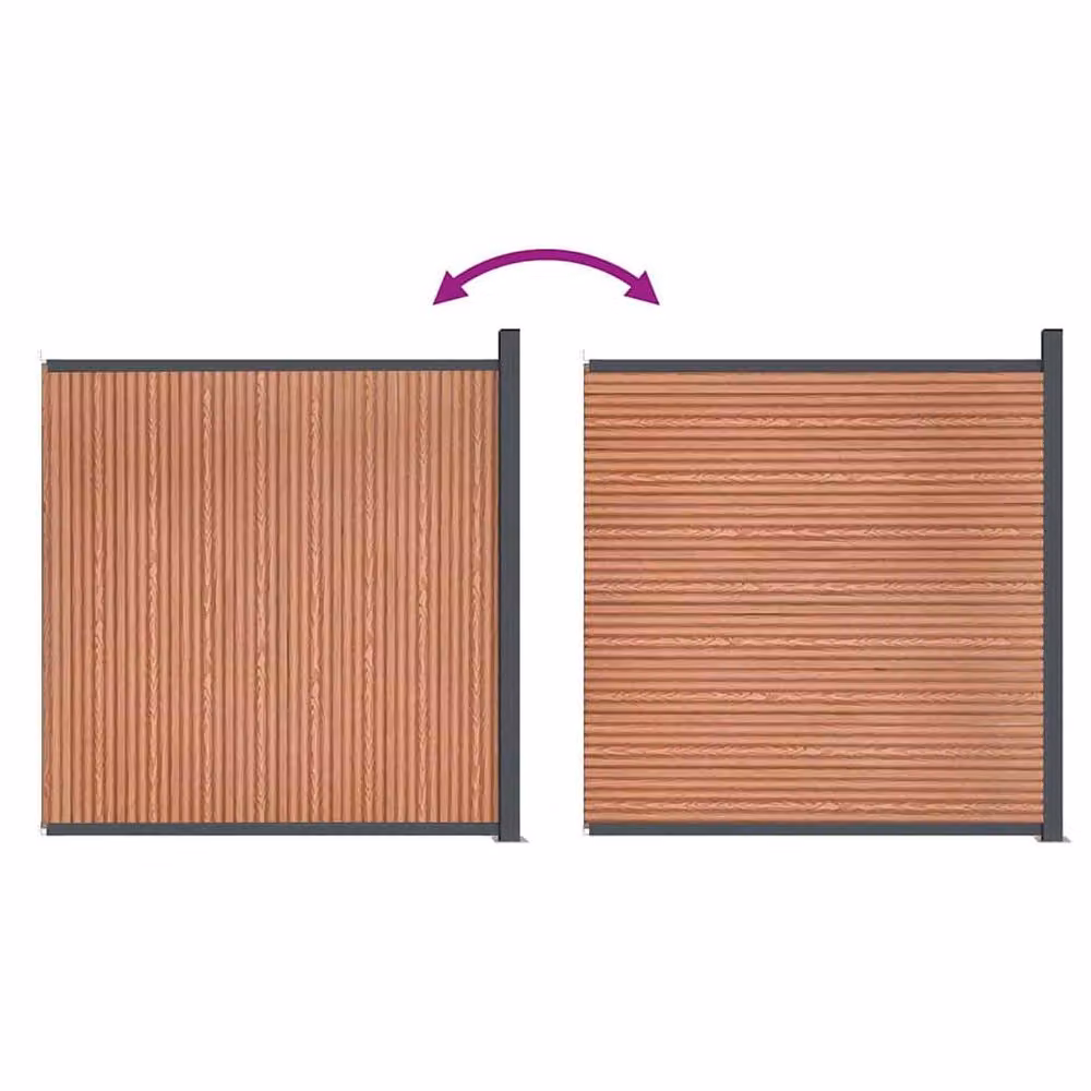 Berkfield Home Durable WPC and Aluminium Fence Panel, Brown, W: 173 cm, H: 186 cm – 3