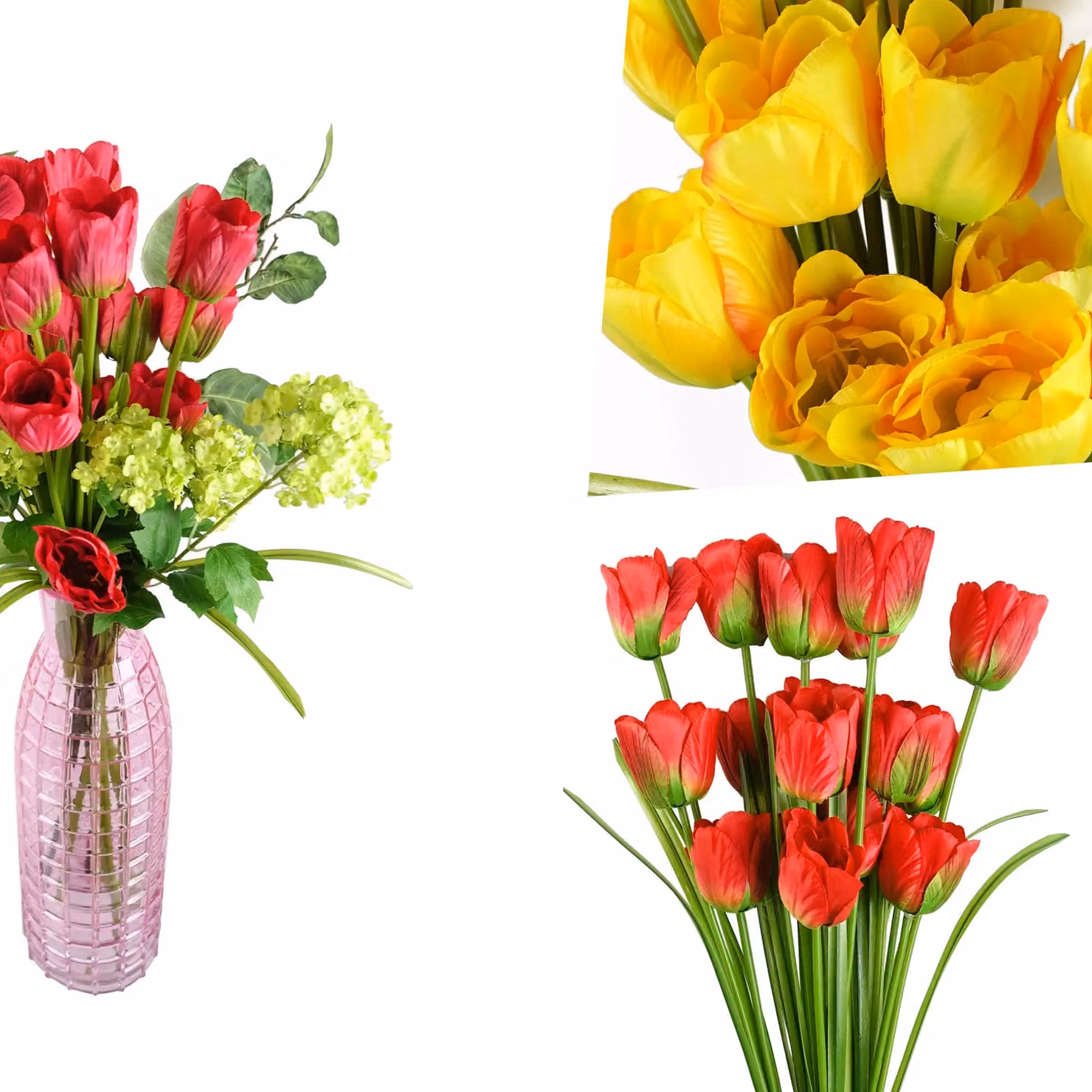 Pegdev Pack of 6 Artificial Tulip Stems in Yellow and Red, 80cm Realistic Silk Flowers for Wedding and Tabletop Decoration – 4