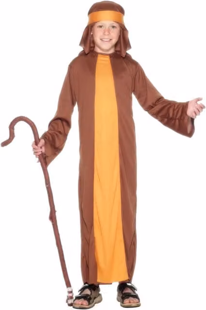 Smiffys Brown Shepherd Dress Up Costume Set for Kids Aged 10-12 Years