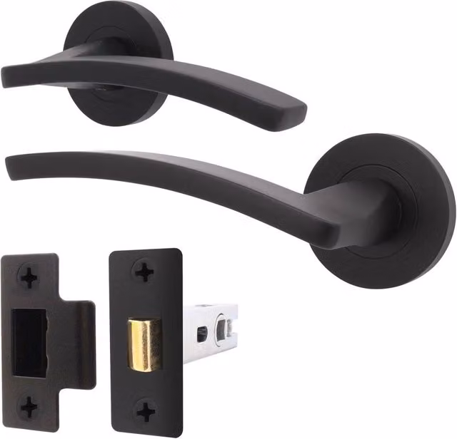 AFIT Matt Black Aluminium Internal Door Handle and Latch Set
