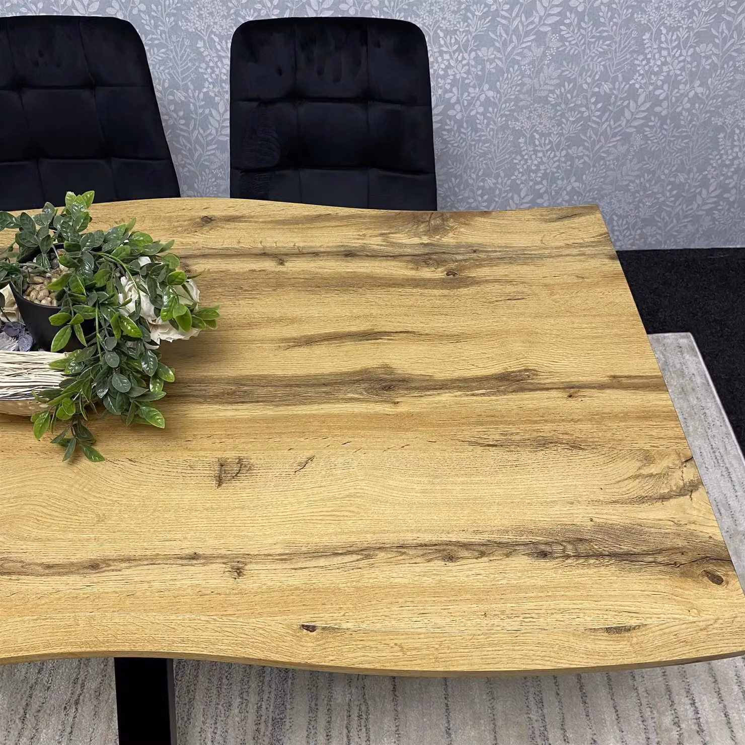 KOSY KOALA Wooden Dining Set with Rectangular Table, 2 Black Chairs and Bench in Brown – 5