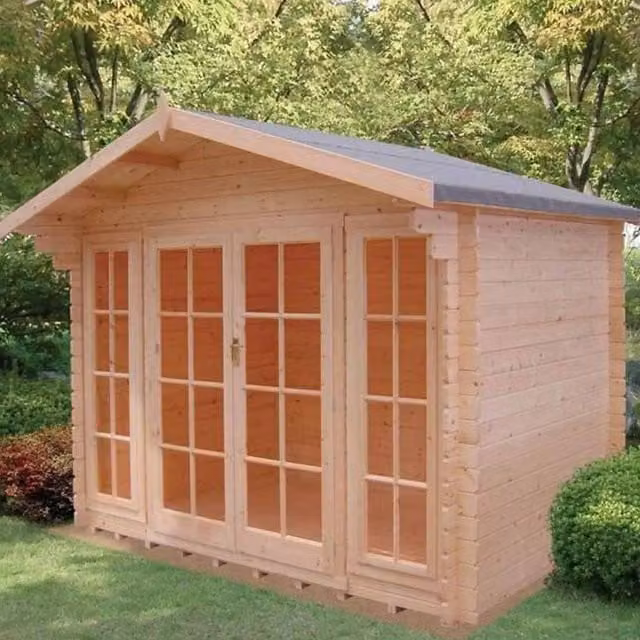 Shires Epping 28 mm Log Cabin in Beige, W: 359.0 cm, D: 337.2 cm, H: 240.2 cm