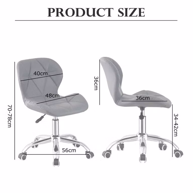 SPETLEK Black Synthetic Leather Swivel Vanity Chair with Adjustable Height and Castors