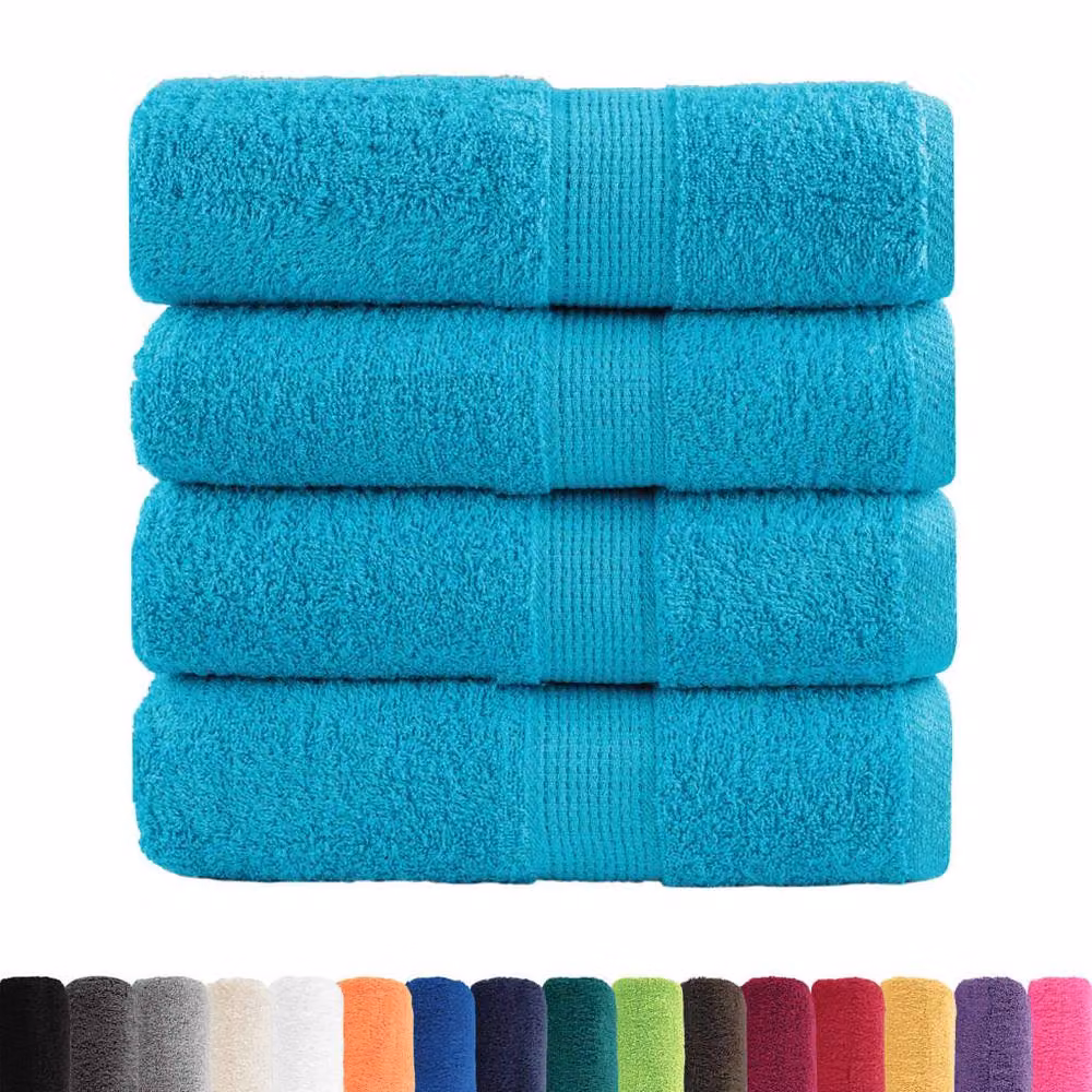 Berkfield Home SOLUND Premium Cotton Terry Guest Towels, Turquoise, 4 Pack, W: 30 cm, H: 50 cm, 600 gsm – 2