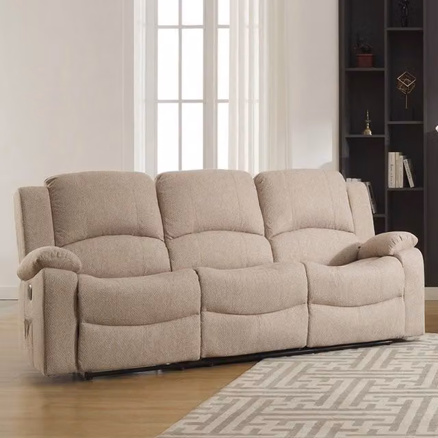 Artemis Home Marldon 3 Seat Reclining Sofa in Beige Fabric