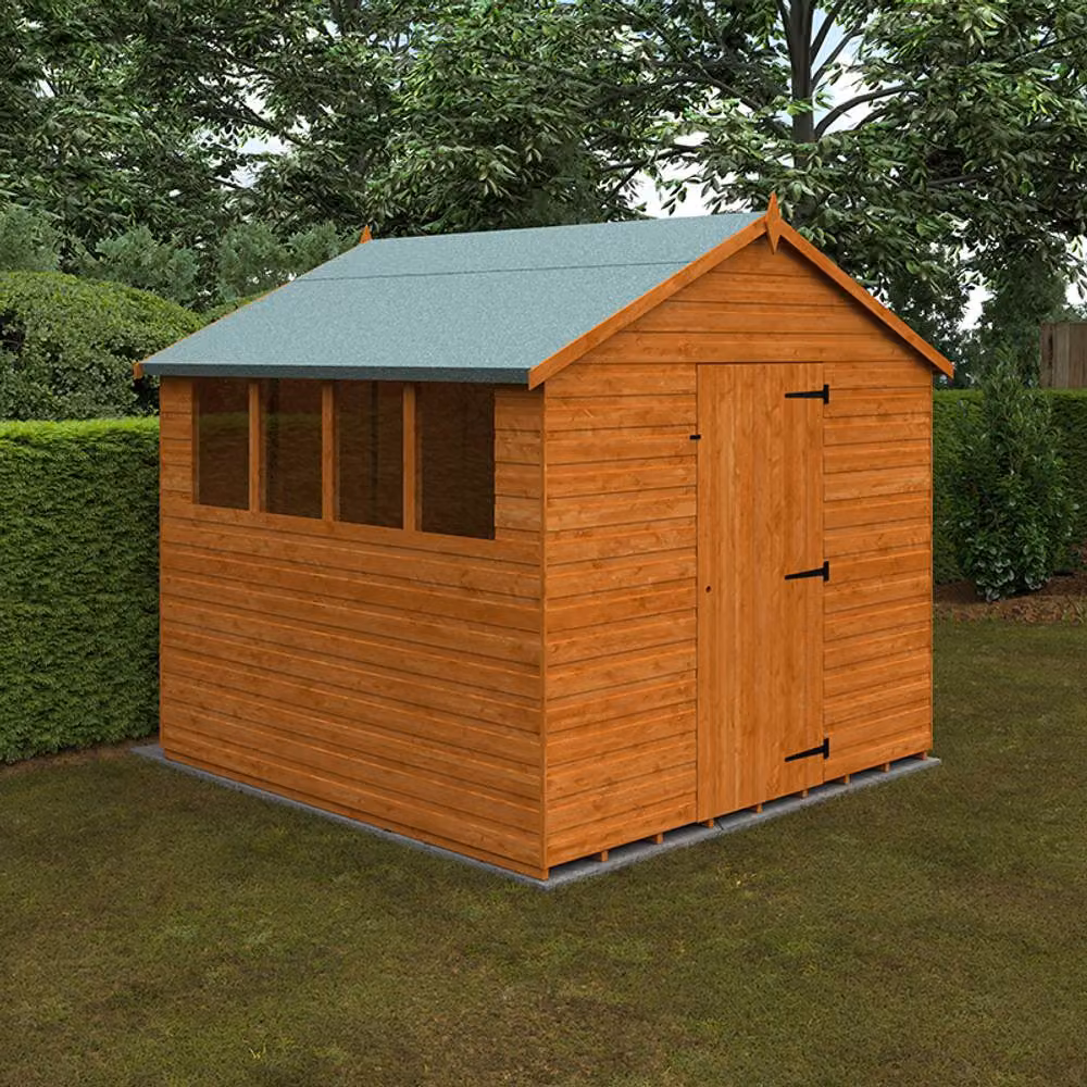 Buttercup Farm 8x8 Super Apex 12mm Wooden Shed in Burnt Orange and Grey, W: 235 cm, D: 235 cm, H: 231.9 cm – 2