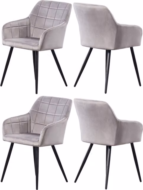 Life Interiors Camden Set of 4 Velvet Dining Chairs in Grey