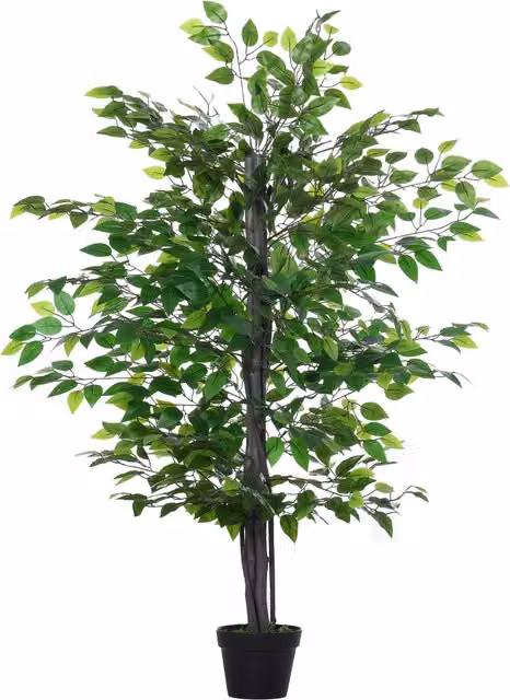 Outsunny 145cm Artificial Banyan Tree in Green with Cement Pot – 1
