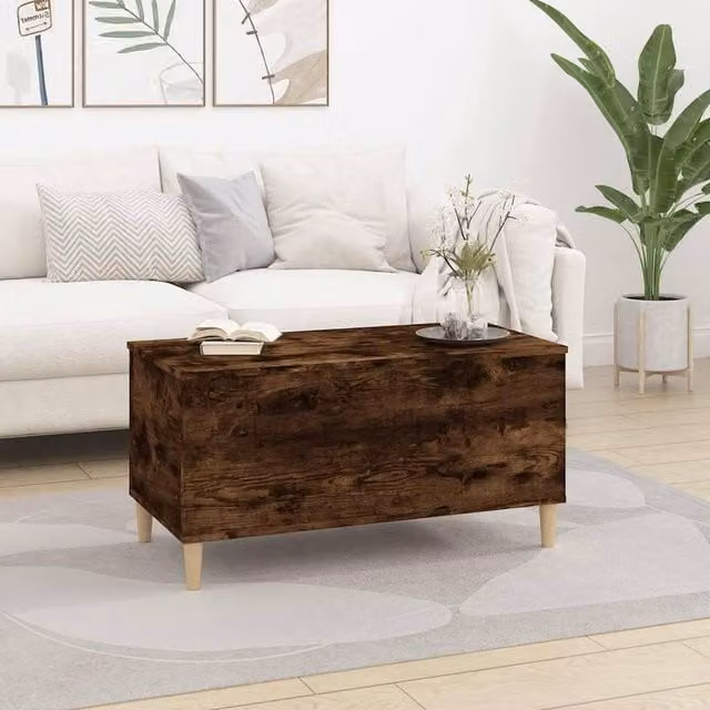 Berkfield Home Decorative Coffee Table in Smoked Oak and Brown, W: 90 cm, D: 44.5 cm, H: 45 cm – 1