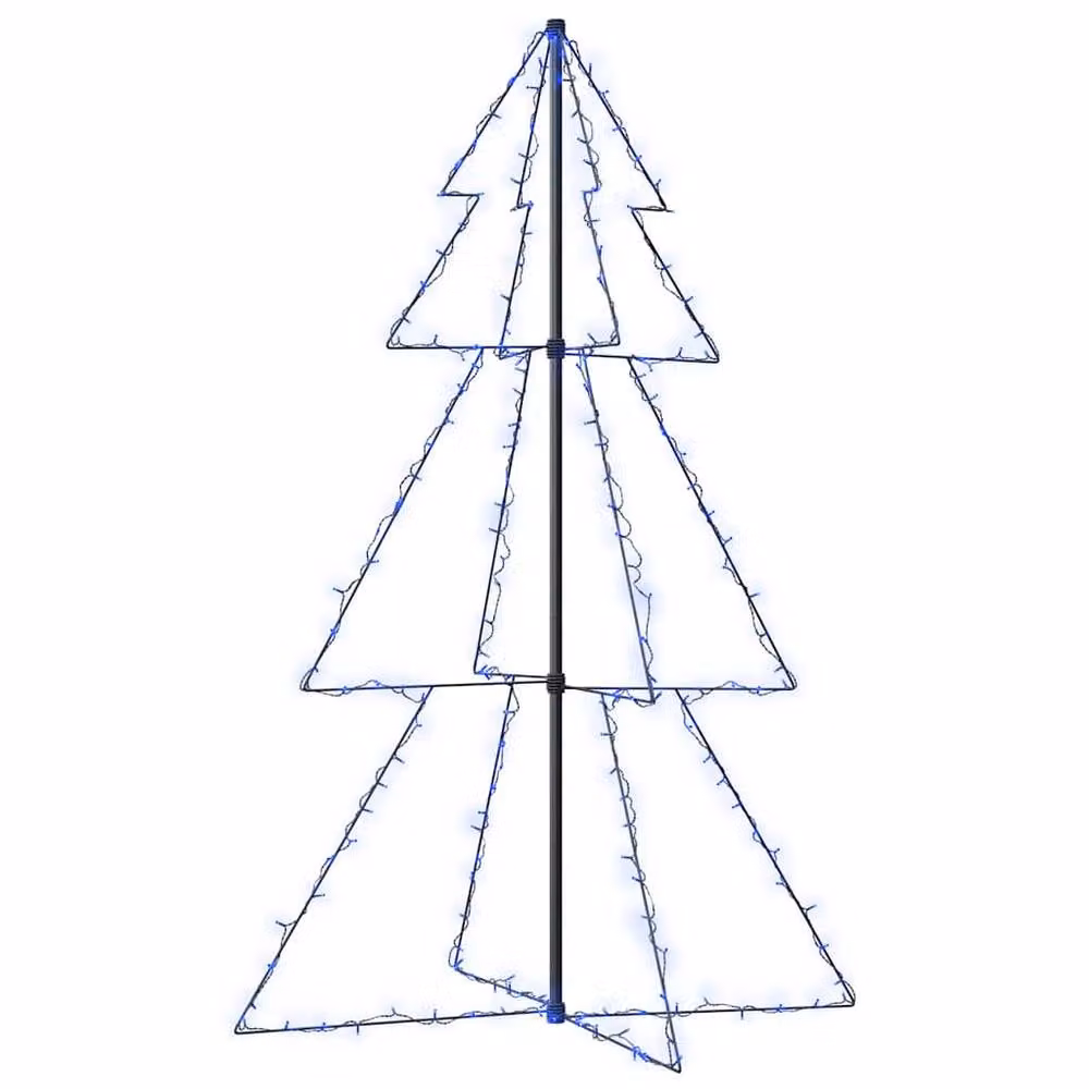 Berkfield Home Bright Christmas Cone Tree with 200 LEDs for Indoor and Outdoor Use, Blue, W: 98 cm, H: 150 cm – 2