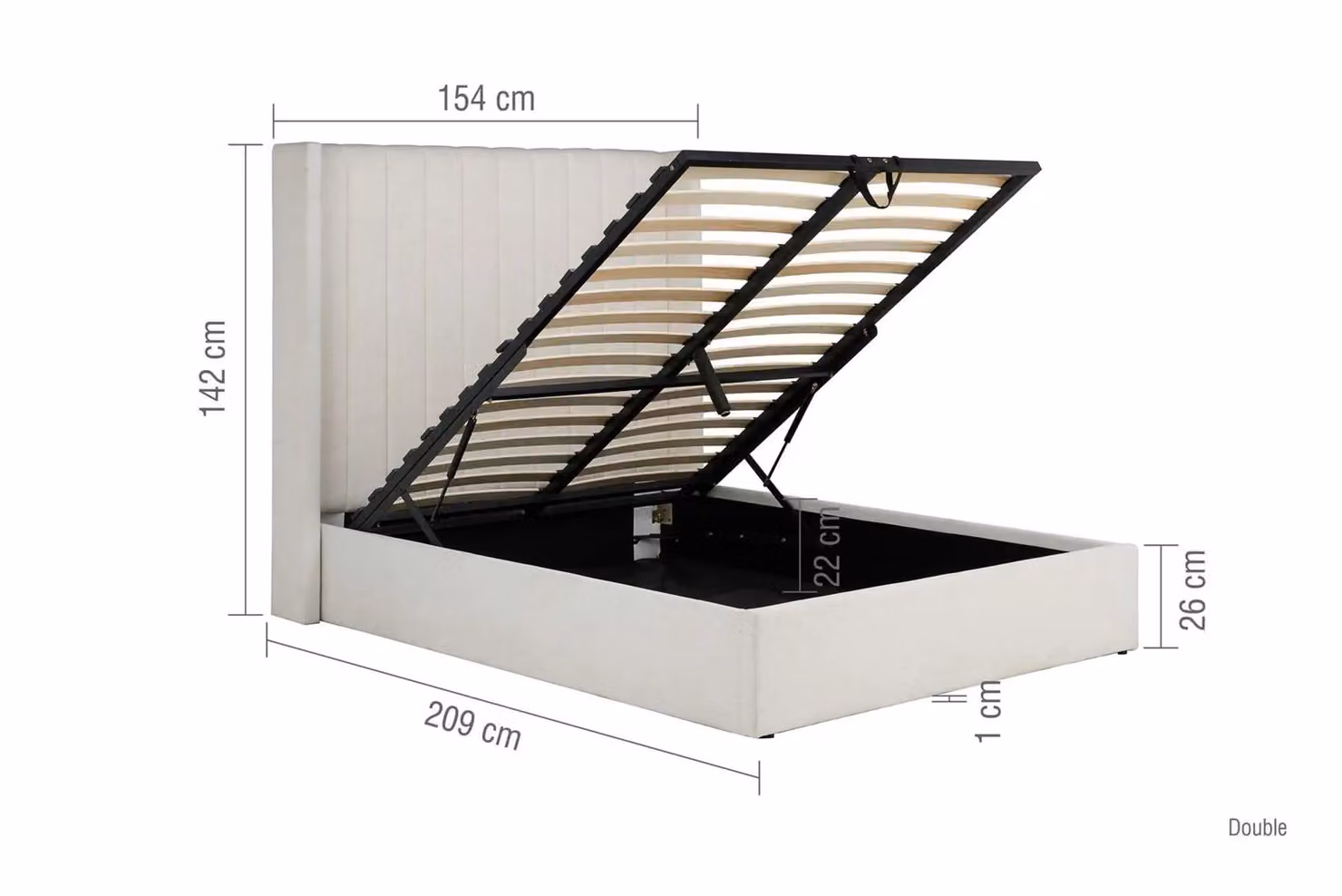 Birlea Maisey Ottoman Double Bed Frame in Cream Linen Fabric, W/D/H: 154 x 142 x 200 cm – 7