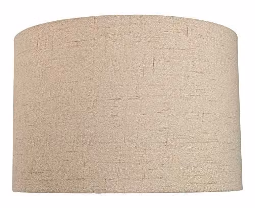 Happy Homewares Modern Round Fabric and Metal Drum Lamp Shade in Taupe, White or Beige, Diameter: 30 cm