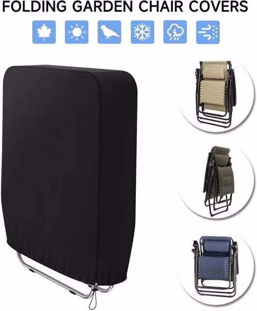 EONLION Waterproof Black Polyester Folding Recliner Chair Cover, Width: 100 cm – 1