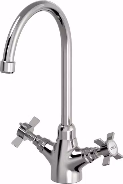 Kitchflow Traditional Crosshead Kitchen Mixer Tap with Swivel Spout in Chrome