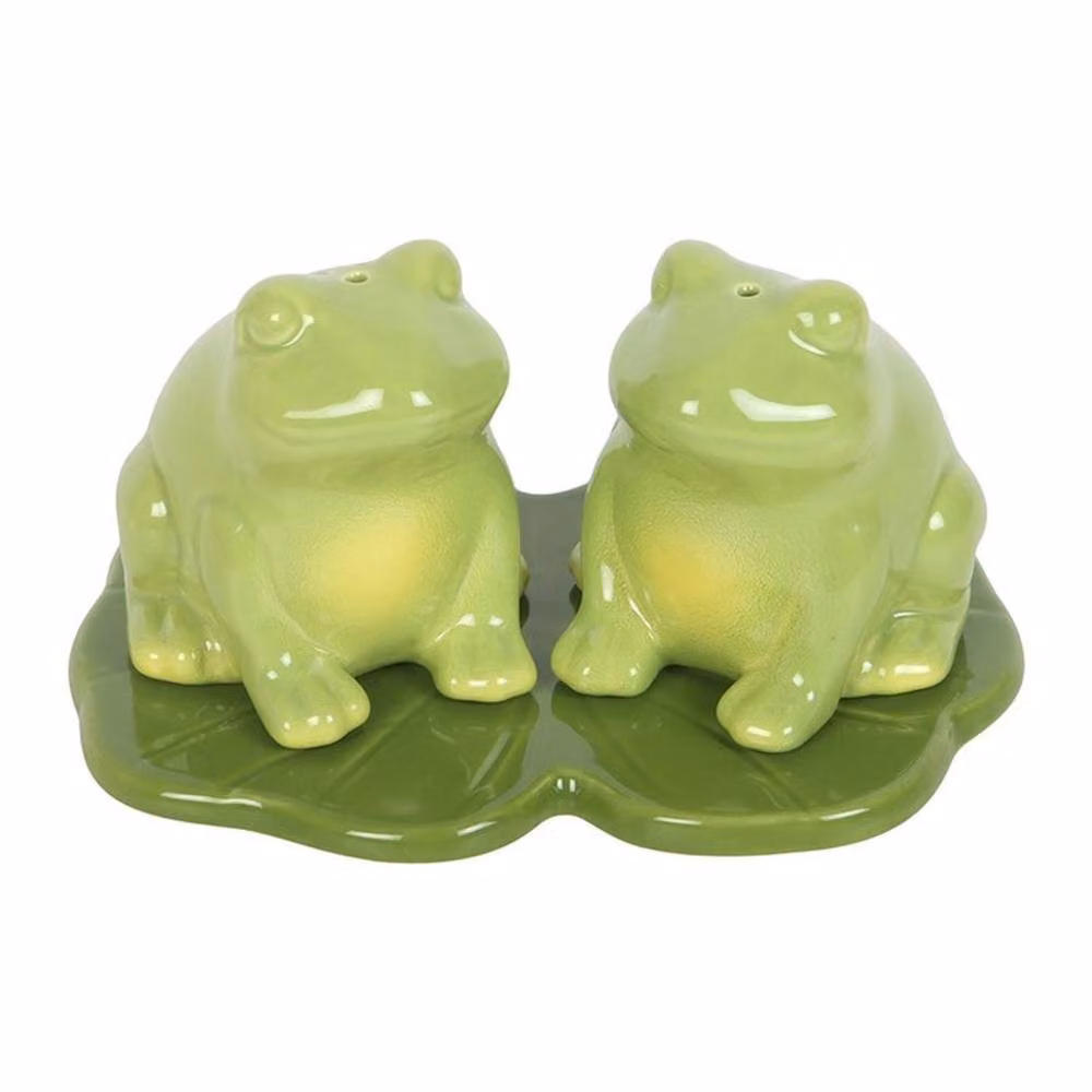 Uniqueful Luna Frog Ceramic Salt and Pepper Shakers Set in Green – 2