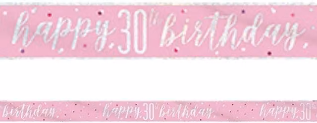 KDMD Pink and Silver Foil Happy 30th Birthday Banner for Adults