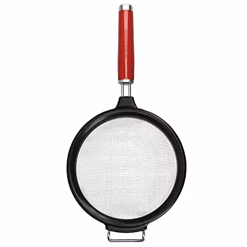 KitchenAid Stainless Steel Fine Mesh Sieve, Red, Diameter: 17.5 cm