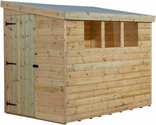 Empire Sheds Empire 3000 Green Pent Garden Wood Shed with Single Door and 3 Windows