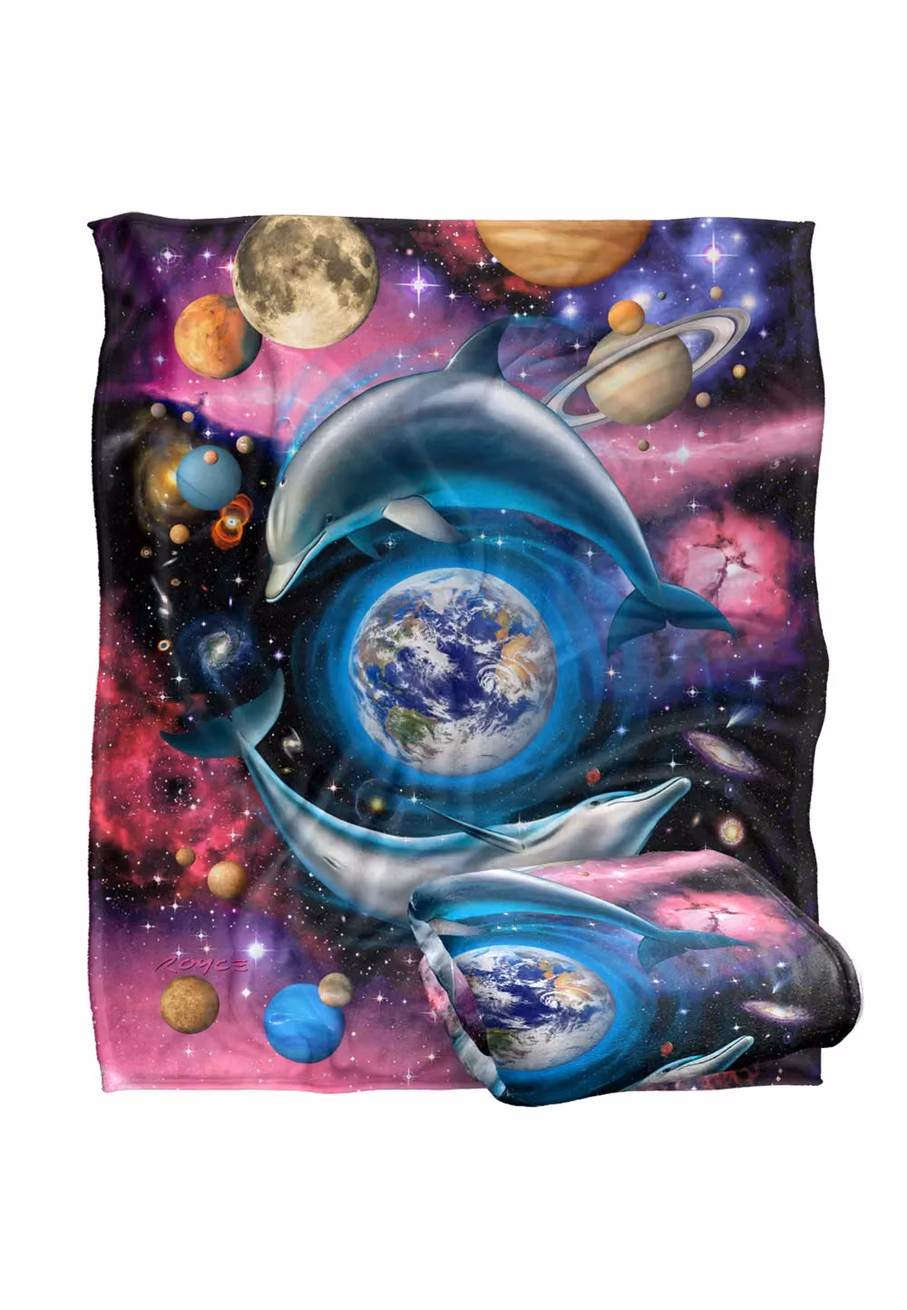 JQ Licensing Royce Mcclure Dolphin Universe Silky Touch Super Soft Throw Blanket, White, W/D/H: 152 x 127 cm – 7