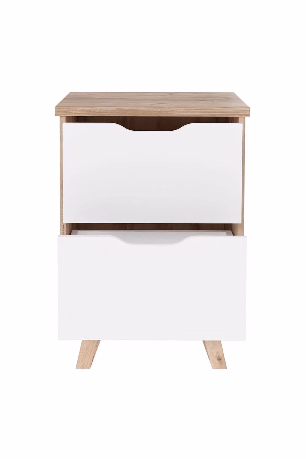 FWStyle Scandi 2 Drawer Bedside Table in Matt White and Oak – 3