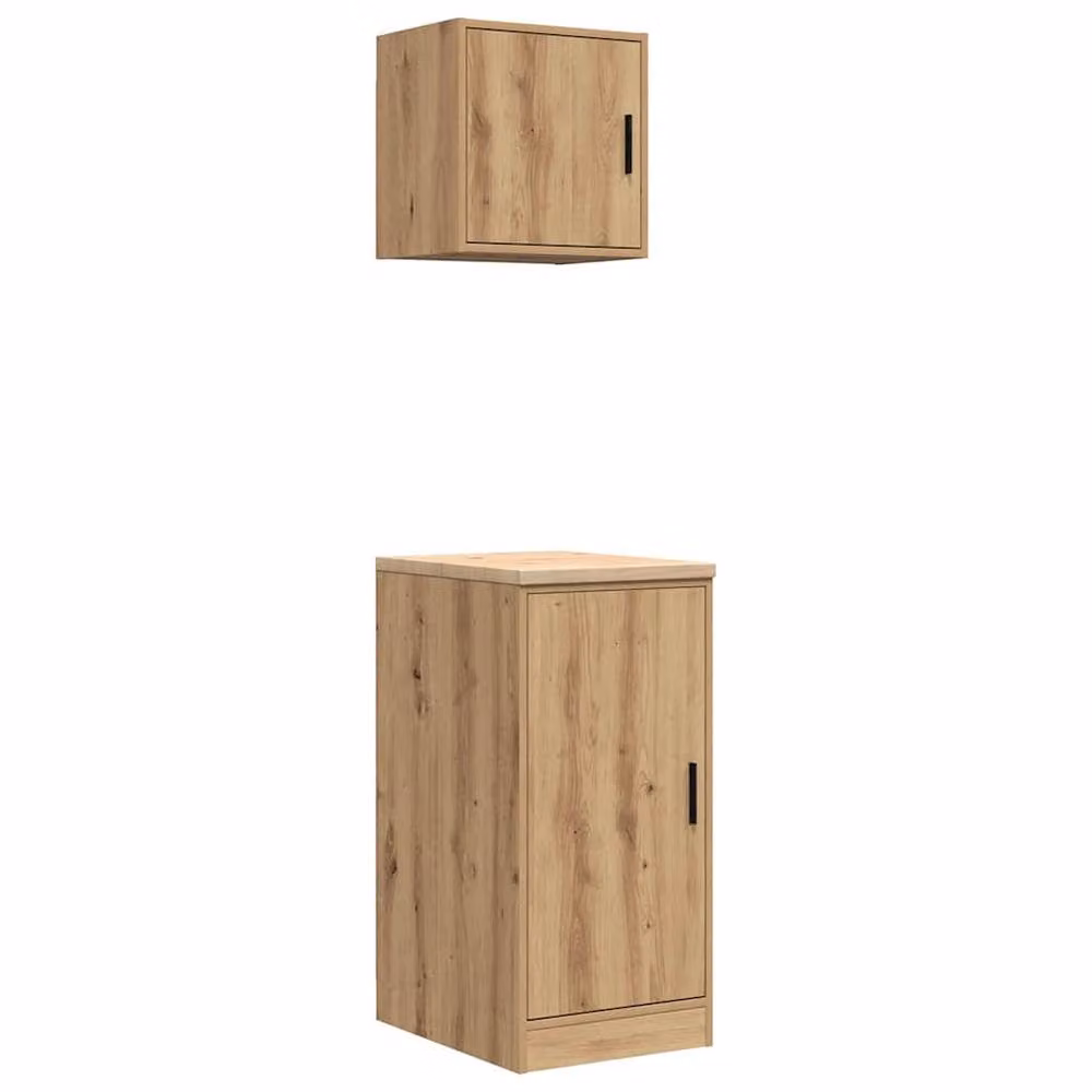 Berkfield Home Set of 2 Wall Mounted Garage Cabinets in Artisan Oak Brown Engineered Wood – 2