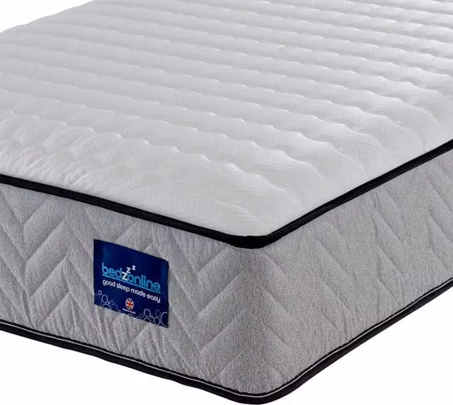 Bedzonline 7-Zone Hybrid Memory Foam and Spring Mattress in Grey, W/D/H: 90 x 200 x 25 cm