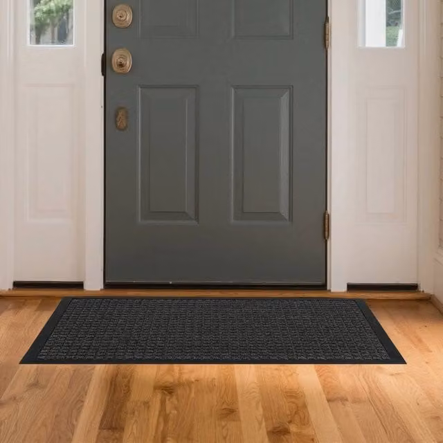 Kelvenix Large Heavy Duty Non Slip Round Rubber Back Door Mat in Black, Diameter: 100 cm – 1