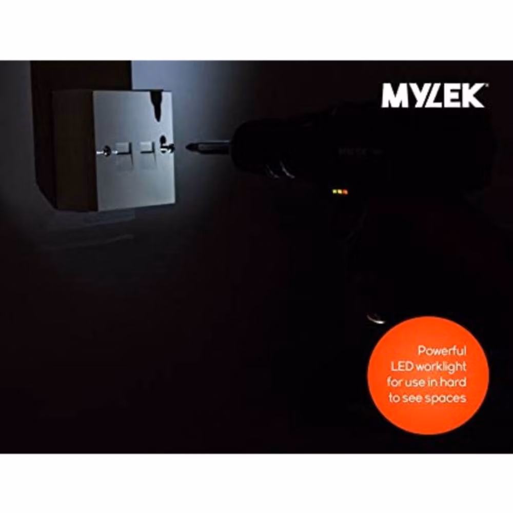 MYLEK 18V Cordless Drill Driver with 131 Piece Accessory Set, Black and Multicolour – 3