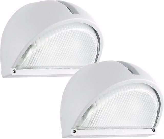 Loops 2 Pack IP44 Modern White Aluminium Outdoor Wall Lantern for Garden and Porch with E27 Bulb Holder