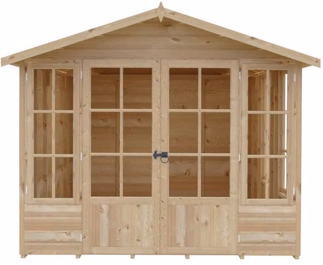 Shires Delmora 8x12 Shiplap Wood Summerhouse in Light Brown, W: 245.6 cm, D: 358.2 cm, H: 217.4 cm