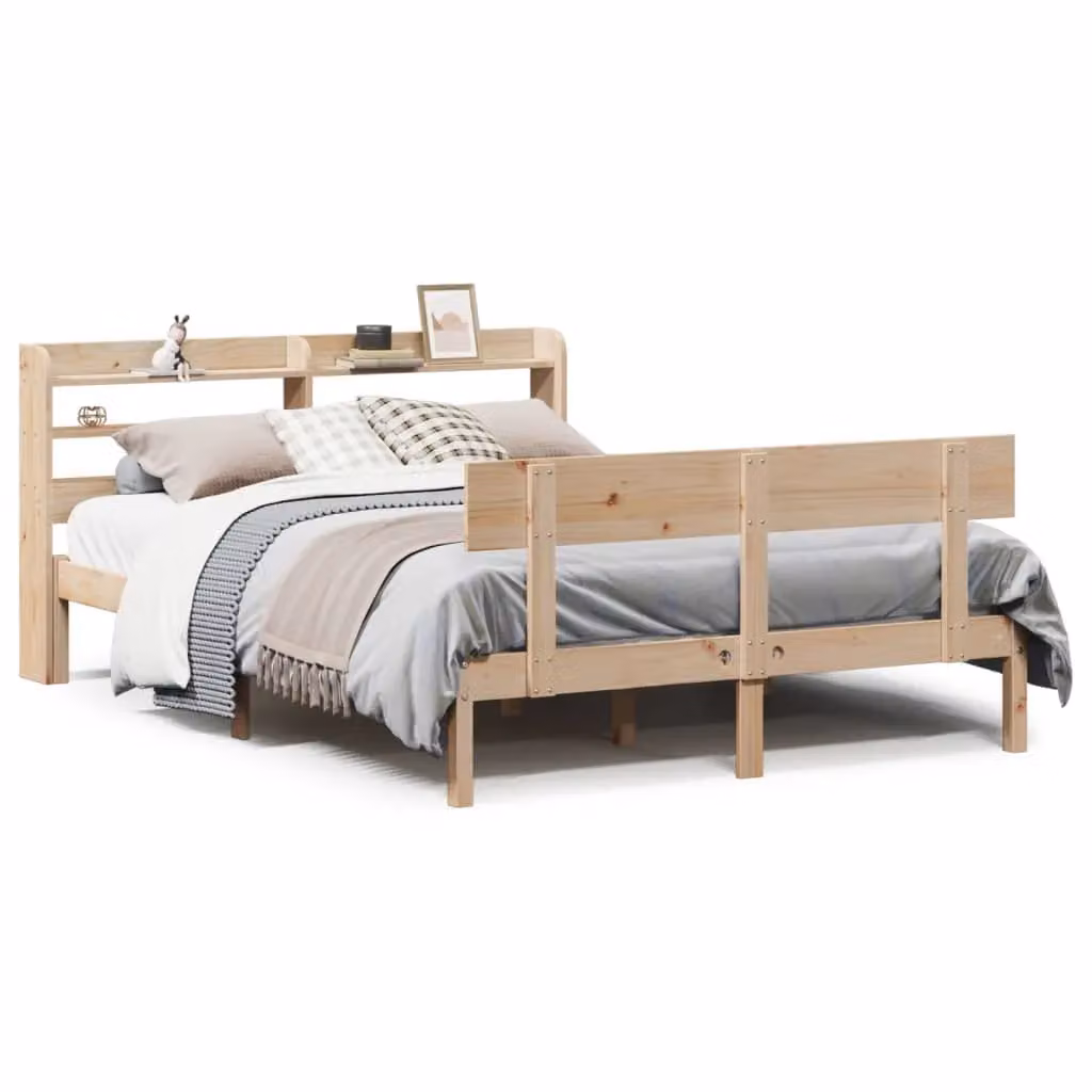 Berkfield Home Rustic Solid Wood Pine Bed Frame in Brown, W/D/H: 160 x 200 cm – 2
