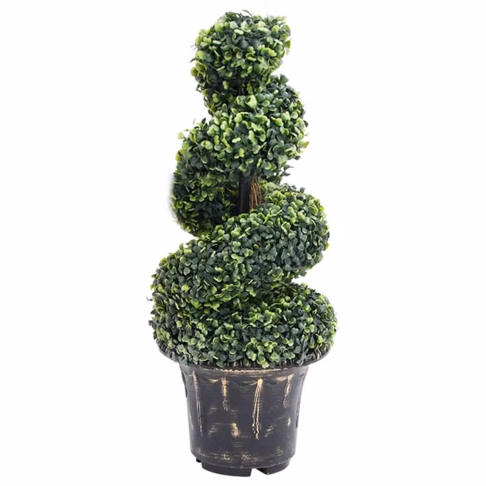 Berkfield Home Artificial Green Boxwood Spiral Plant in Pot, Height: 89 cm – 2