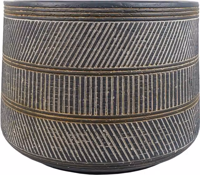 Large Maral Etched Composite Plant Pot in Grey