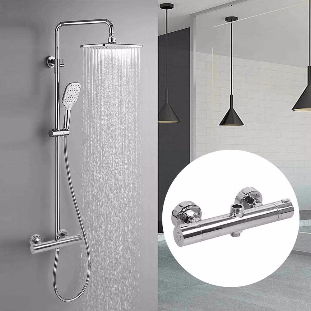 SPETLEK Round Thermostatic Shower Bar Mixer Valve in Chrome Silver – 3