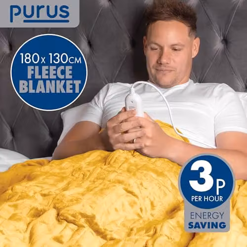 Purus Deluxe Gold XL Electric Heated Throw Blanket with Soft Fleece and Timer Settings – 3