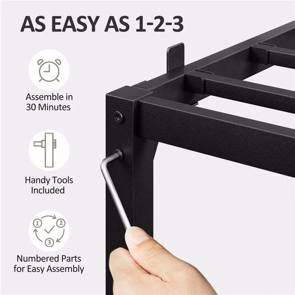 PAWNORA Metal Platform Bed Frame, Black, W/D/H: 90 x 190 x 41 cm – 3