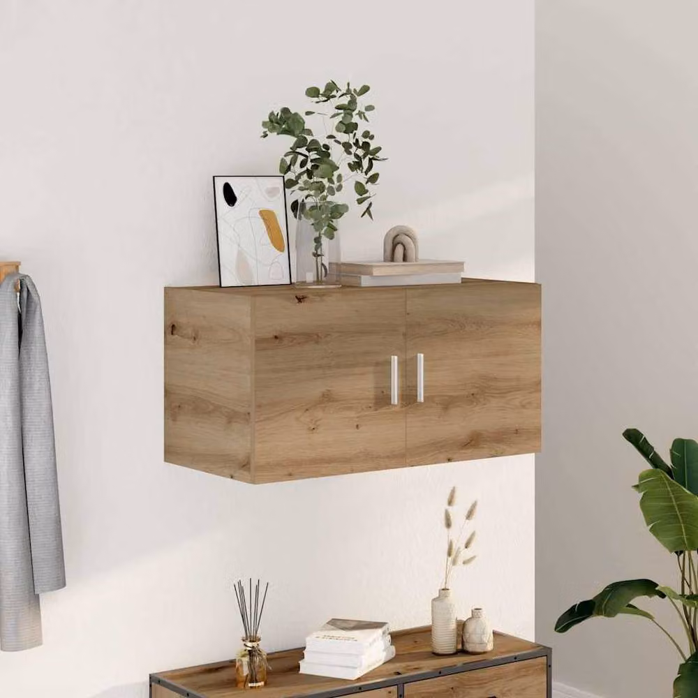 Berkfield Home Artisan Oak Wall Cabinet in Brown, W/D/H: 80 x 40 x 39 cm – 2
