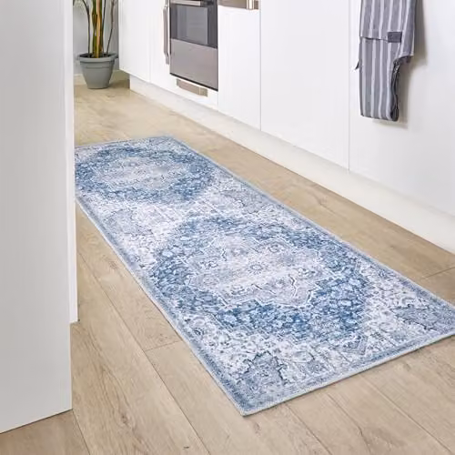 Phoenox Textiles Limited Origins Garda Washable Rug, Blue, W: 67 cm, L: 200 cm – 2