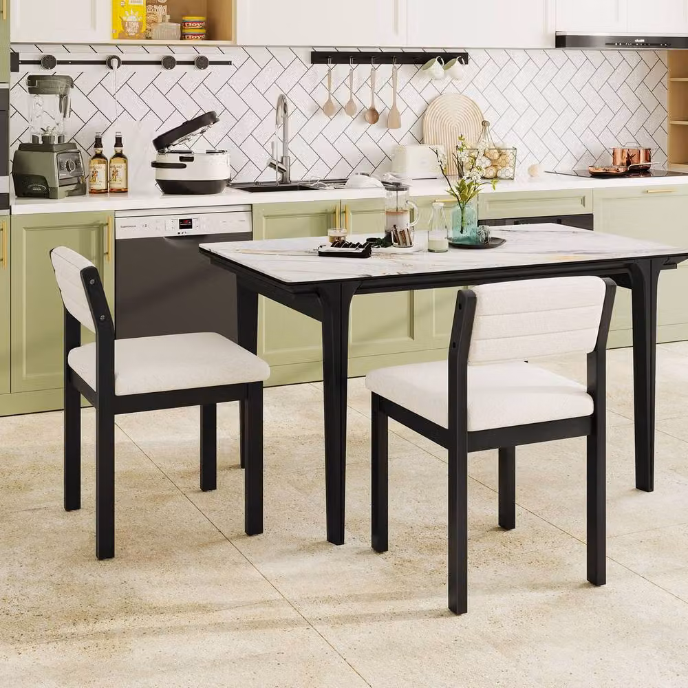 Costway Set of 2 Modern Imitation Lamb Fleece Dining Chairs in White – 7