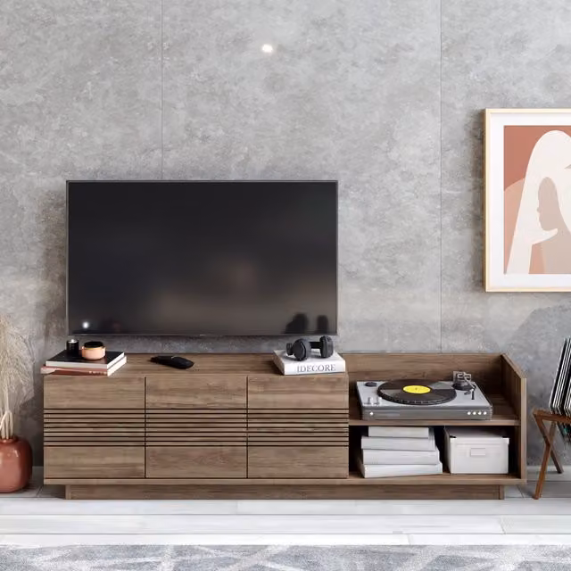 Decorotika Viana Modern TV Unit in Brown Matt Wood Finish