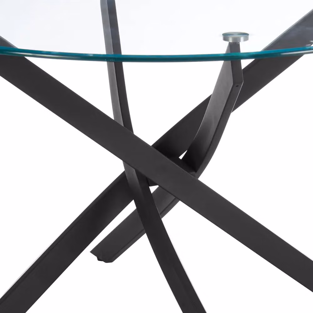 Home Detail Leon Round Glass Dining Table with Black Legs, Diameter: 120 cm – 3
