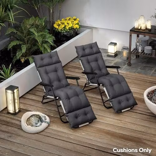 Outsunny Set of 2 Rectangular Sun Lounger Cushions in Grey, W/D/H: 190 x 56 x 10 cm – 7