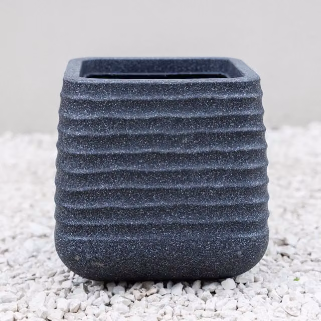 Primrose Square Ridged Outdoor Planter Garden Flower Pot in Black or Grey