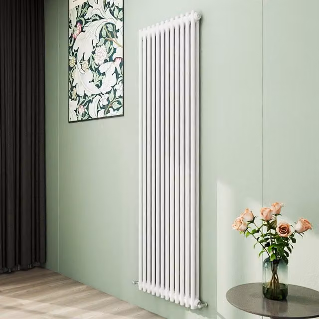 AicaBathroom Vertical Traditional Cast Iron Style 2 Column Radiator in White, W: 56 cm, H: 180 cm