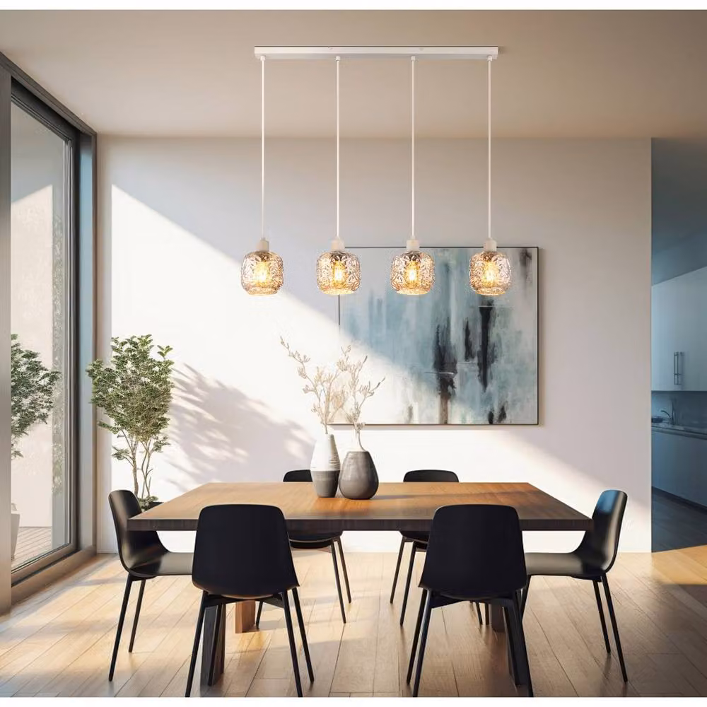 Netlighting Antonio Bar Pendant Ceiling Light in Matt Beige with 4x E27 Bulbs – 2