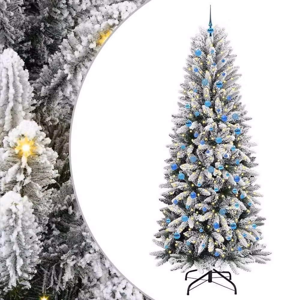 Berkfield Home Green Artificial Christmas Tree with 300 White LEDs, W/D/H: 93 x 93 x 240 cm – 3