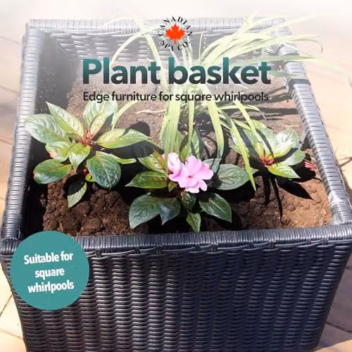 Canadian Spa Co. Large Brown Rattan Plant Basket for Square Spas and Hot Tubs, Weatherproof Wicker Weave Surround Furniture Collection – 2